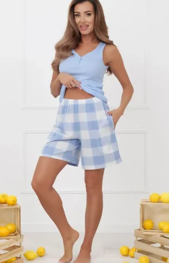 Damskie Italian Fashion Piżamy Damskie Krótkie|Bielizna Homewear - Piżama damka z zerokimi ramiączkami i krótkimi podenkami Mika