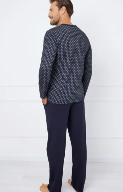 Męskie Italian Fashion Piżamy Męskie - Piżama męska na długi rękaw i długie spodnie Rajmund
