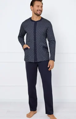 Męskie Italian Fashion Piżamy Męskie - Piżama męska na długi rękaw i długie spodnie Rajmund