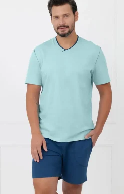 Męskie Italian Fashion Piżamy Męskie - Piżaa ęska na krótki rękaw i krótkie spodnie e Devon