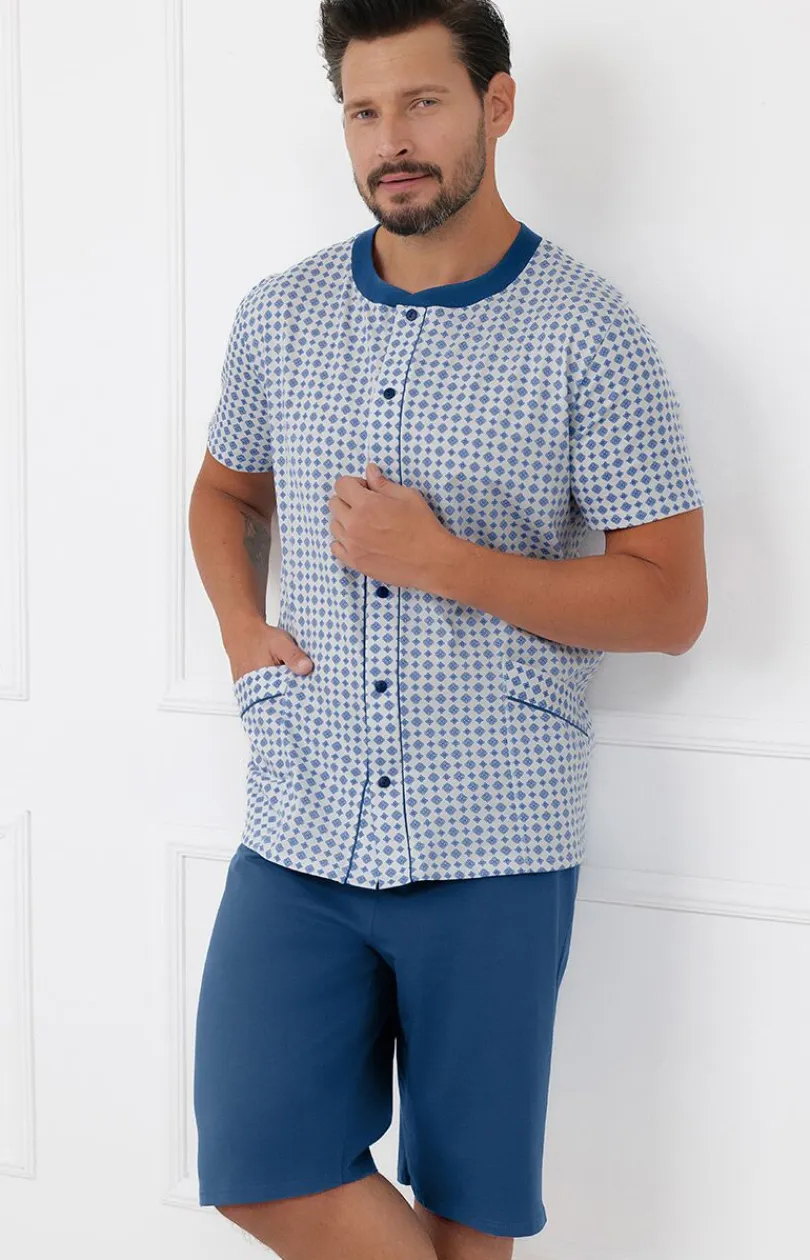 Męskie Italian Fashion Piżamy Męskie - Piżaa ęska na krótki rękaw i spodniai 1/2 Hoer