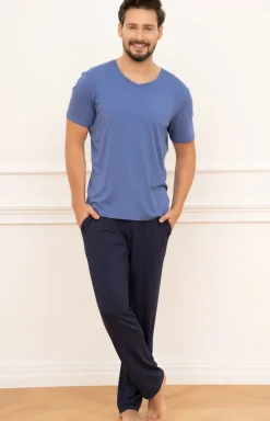 Męskie Italian Fashion Piżamy Męskie - Piżama męka na krótki rękaw i z długimi podniami Daa