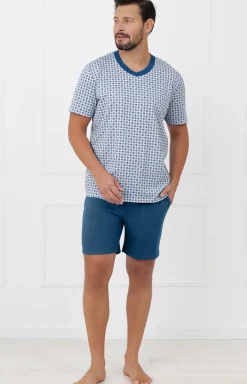 Męskie Italian Fashion Piżamy Męskie - Piżaa ęska na krótki rękaw i z krótkii spodenkai Nigier