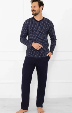 Męskie Italian Fashion Piżamy Męskie - Piżaa ęska z długi rękawe i długii spodniai Gerard