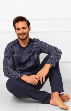 Męskie Italian Fashion Piżamy Męskie - Piżaa ęska z długi rękawe i długii spodniai Gerard