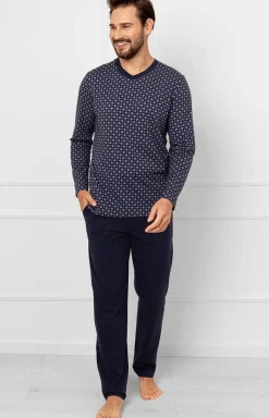 Męskie Italian Fashion Piżamy Męskie - Piżaa ęska z długi rękawe i długii spodniai Gerard