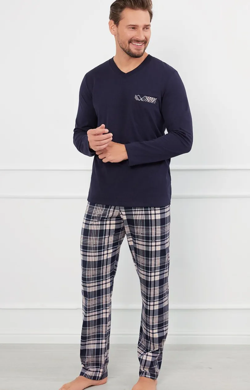 Męskie Italian Fashion Piżamy Męskie - Piżaa ęska z długi rękawe i długii spodniai Edwin