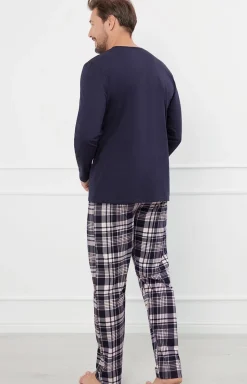 Męskie Italian Fashion Piżamy Męskie - Piżaa ęska z długi rękawe i długii spodniai Edwin