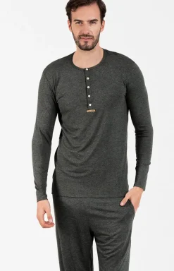 Męskie Italian Fashion Piżamy Męskie - Piżaa ęka z długi rękawe i długą nogawką Aigo