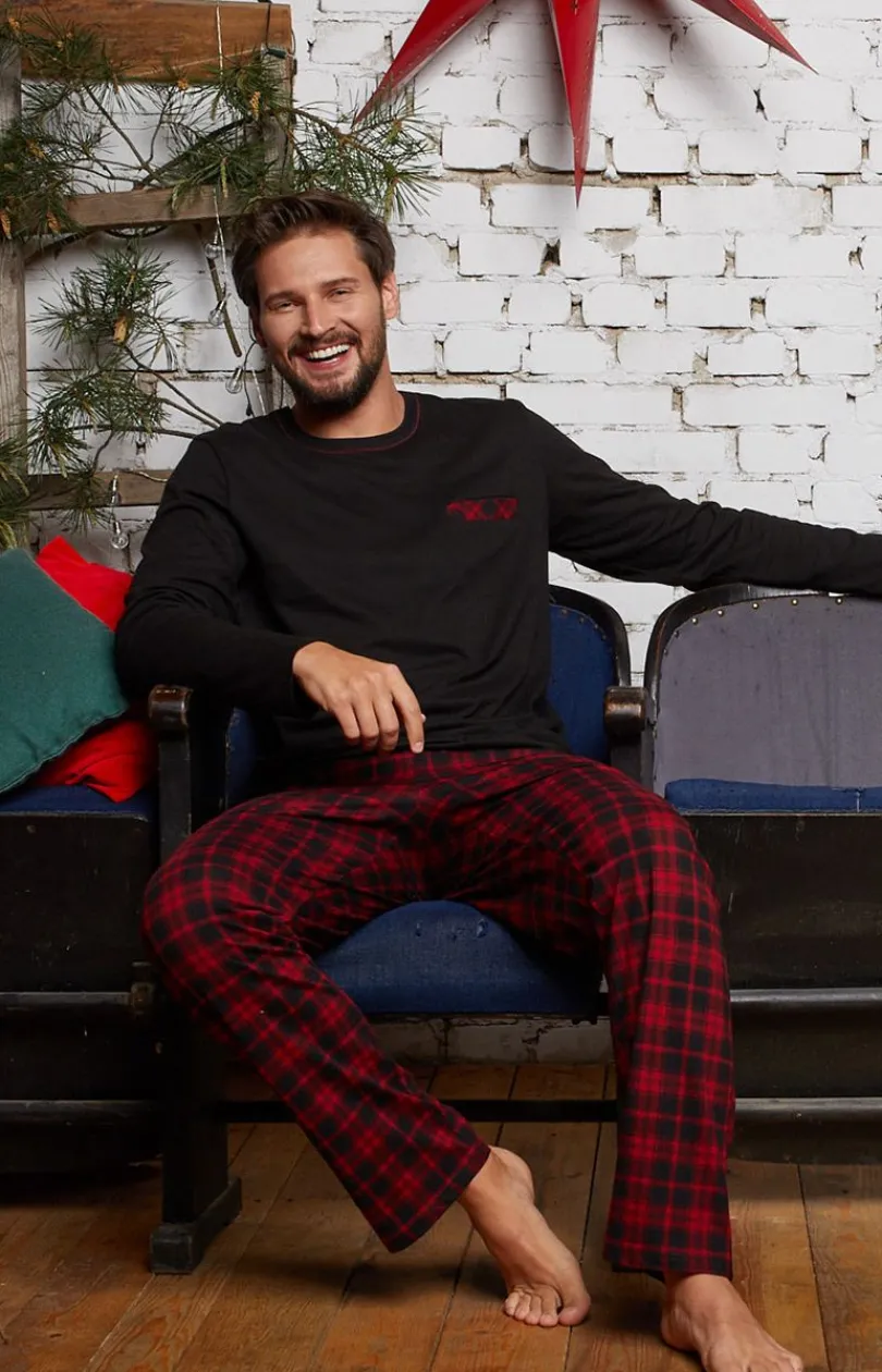 Męskie Italian Fashion Piżamy Męskie - Piżaa ęska z długi rękawe i długii nogawkai Zean