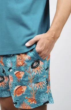 Męskie Italian Fashion Piżamy Męskie - Piżama męka z krótkim rękawem i krótką nogawką Krab