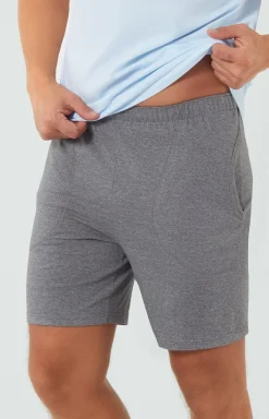 Męskie Italian Fashion Piżamy Męskie - Piżama męska z krótki rękawem niebiesko-szara Nikodem