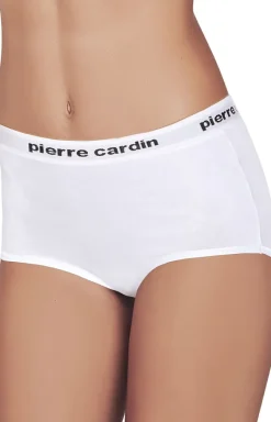 Damskie Pierre Cardin Bielizna Plus Size|Figi Bawełniane - portowe bokerki damkie białe Activewear ARACHIDE