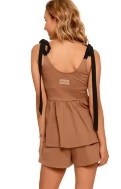 Damskie Doctor Nap Piżamy Damskie Krótkie|Bielizna Homewear - Piżma z bawełny organicznej z wiązaniem na ramionach PM.4402