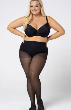 Mona Queen Size Rajstopy Klasyczne|Rajstopy Plus Size - Plus size gładkie rajstopy damskie Reinforced victoria 30 DEN