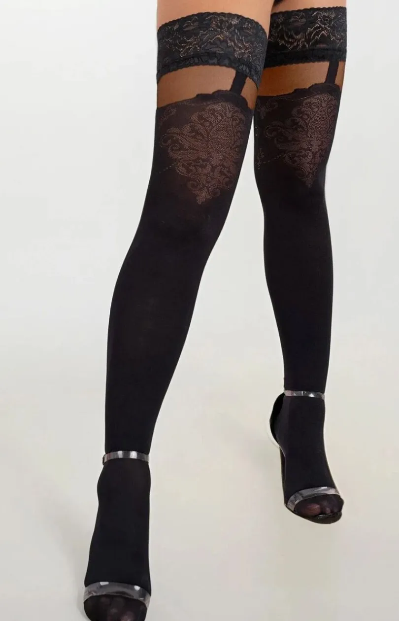 Damskie LivCo Corsetti Fashion Pończochy Samonośne|Pończochy - Pończochy damskie czarne Laida 40 DEN