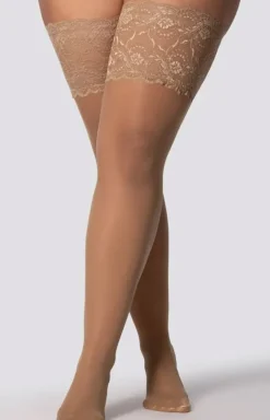 Pończochy samonośne plus size beżowe Divine 30 DEN