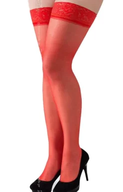 Damskie SoftLine Collection Pończochy Samonośne|Pończochy - Pończochy samonośne plus size czerwone 14