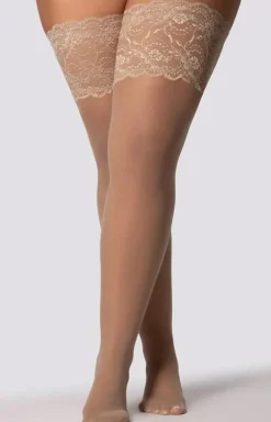 Damskie Mona Queen Size Pończochy Samonośne|Pończochy - Pończochy samonośne plus size cieliste Divine 30 DEN