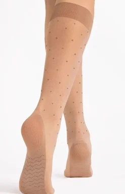 Podkolanówkami w kropki z efektem masażu cieliste DOTS MASSAGE 20 DEN
