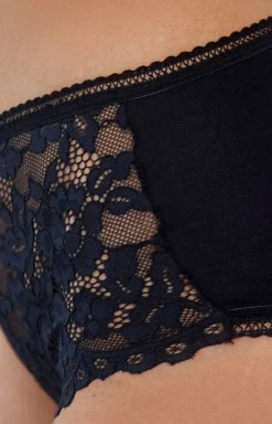 Damskie Róża Bielizna Plus Size|Figi Bawełniane - Pure Eegance Nr 18 czarne bawełniane figi z koronką