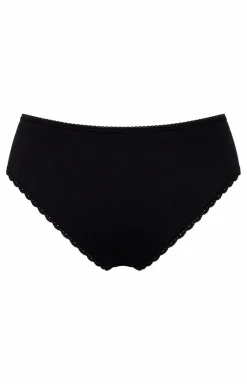 Damskie Róża Bielizna Plus Size|Figi Bawełniane - Pure Proie Nr 11 czarne bawełniane figi z koronką