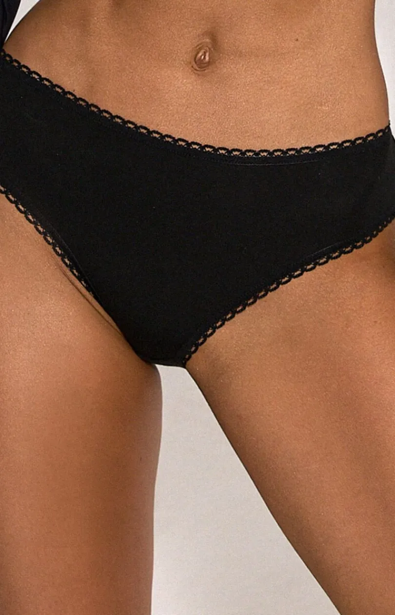 Damskie Róża Figi, Stringi, Panty|Figi Damskie - Pure Proie Nr 32 figi dakie bawełniane czarne