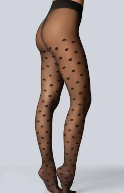 Rajstopy damskie czarne w kropki Polka Dot 30 DEN