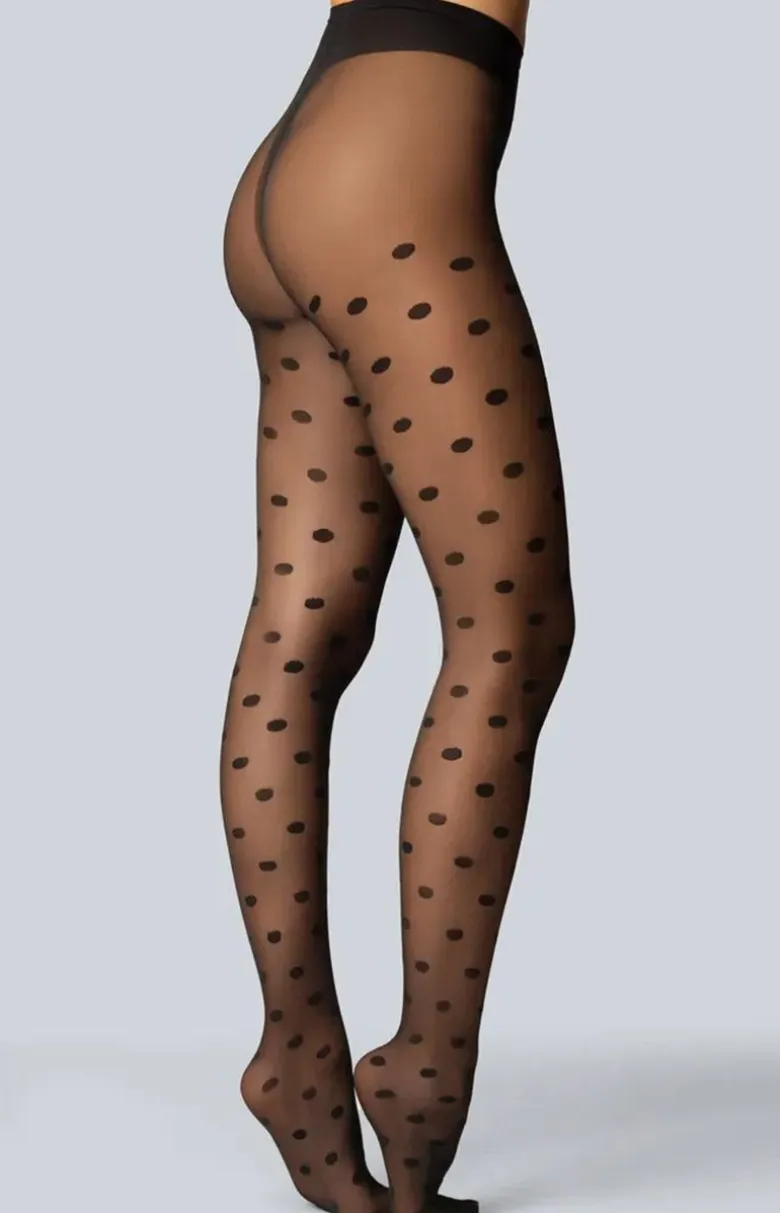 Rajstopy damskie czarne w kropki Polka Dot 30 DEN
