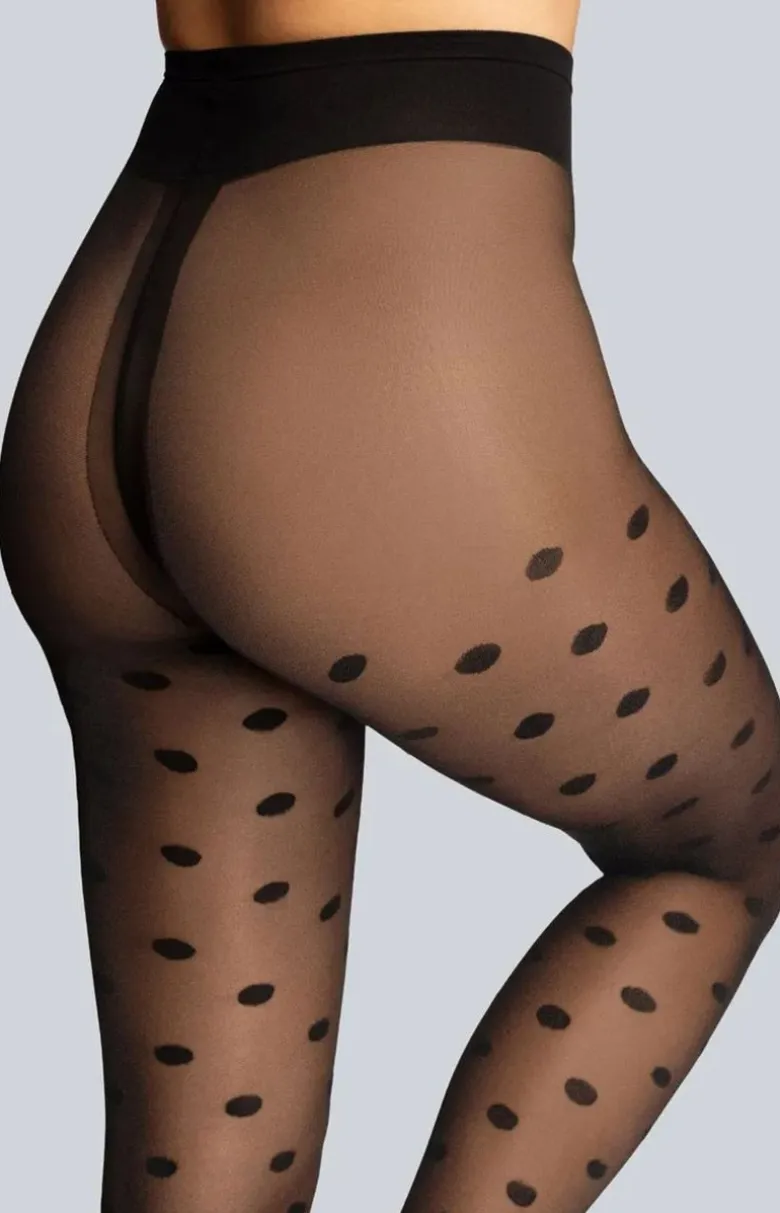 Rajstopy damskie czarne w kropki Polka Dot 30 DEN