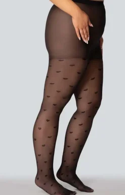 Rajstopy damskie w serduszka plus size Queen of hearts 30 DEN