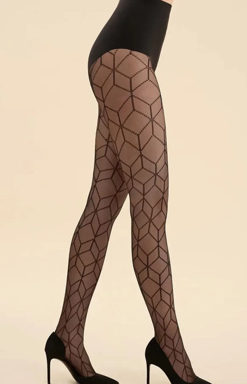 Gabriella Rajstopy We Wzory|Rajstopy - Rajstopy damski w geometryczne wzory czarne Dagna 0 DEN