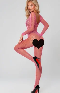 SoftLine Collection Bodystocking|Body - Różowe bodystocking otwarte 2061