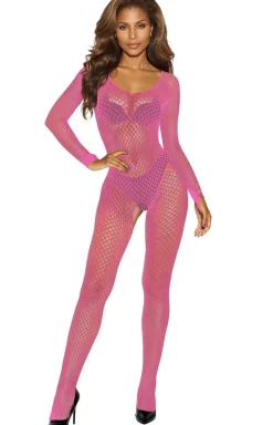 Różowe bodystocking otwarte 2061
