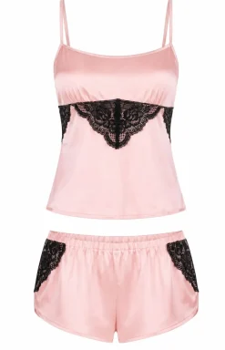 Damskie LivCo Corsetti Fashion Piżamy Damskie|Piżamy Dwuczęściowe - Satynowa krótka piżama damska na ramiączkach Miraaze LC 90567