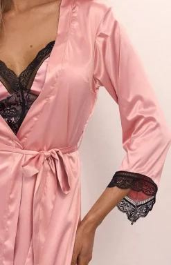 LivCo Corsetti Fashion Szlafroki I Peniuary - Satynowy szlafrok damski i stringi Ariladyen LC 90568