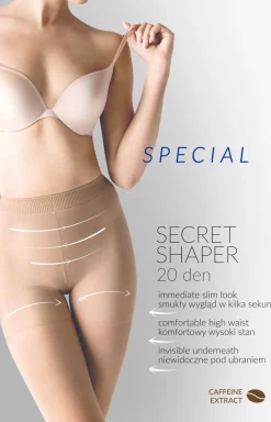 Gabriella Bielizna Wyszczuplająca|Rajstopy - Secret Shaper czarne wyszczuplające rajstopy 0 den