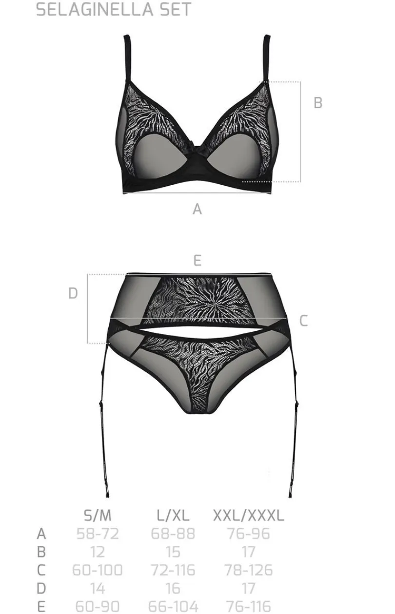 Passion Koszulki|Komplety Bielizny - Selaginella czarne komplet set ECO