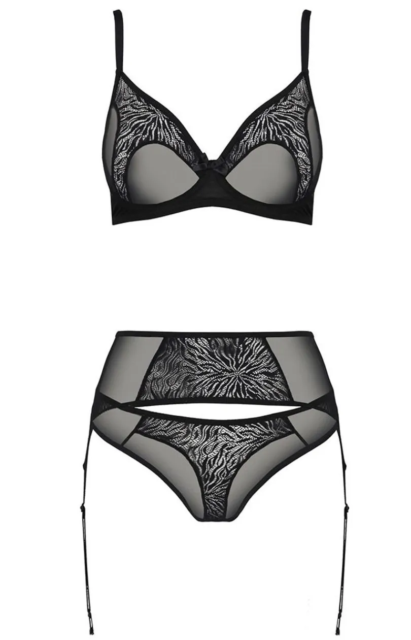 Passion Koszulki|Komplety Bielizny - Selaginella czarne komplet set ECO