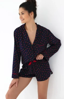 Sensis piżama damska rozpinana w serca Maisie
