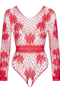 Siateczkowe body damskie czerwone Regina