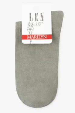 Marilyn Skarpetki - Skarpetki damskie z dodatkiem lnu oliwkowe Len Line