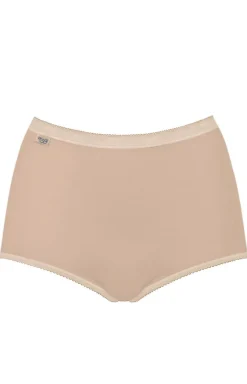 Damskie Sloggi Figi, Stringi, Panty|Figi Z Wysokim Stanem - Basic+ Maxi beżowe wysokie figi damskie 100037