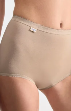 Damskie Sloggi Figi, Stringi, Panty|Figi Z Wysokim Stanem - Basic+ Maxi beżowe wysokie figi damskie 100037