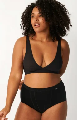 Damskie Sloggi Figi Z Wysokim Stanem|Figi Bawełniane - Control Maxi czarne wysokie figi damskie plus size 10005203