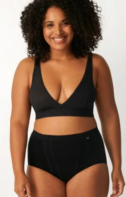 Damskie Sloggi Figi Z Wysokim Stanem|Figi Bawełniane - Control Maxi czarne wysokie figi damskie plus size 10005203