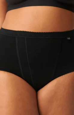 Damskie Sloggi Figi Z Wysokim Stanem|Figi Bawełniane - Control Maxi czarne wysokie figi damskie plus size 10005203