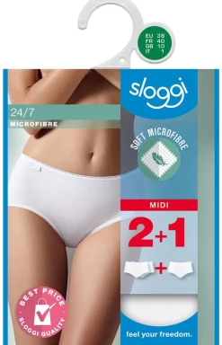 Sloggi 3-pack figi damskie białe 24/7 Microfibre H Midi C3P trzypak 10180855