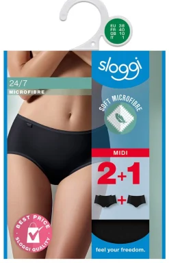 Sloggi 3-pack figi damskie czarne 24/7 Microfibre H Midi C3P 10180855