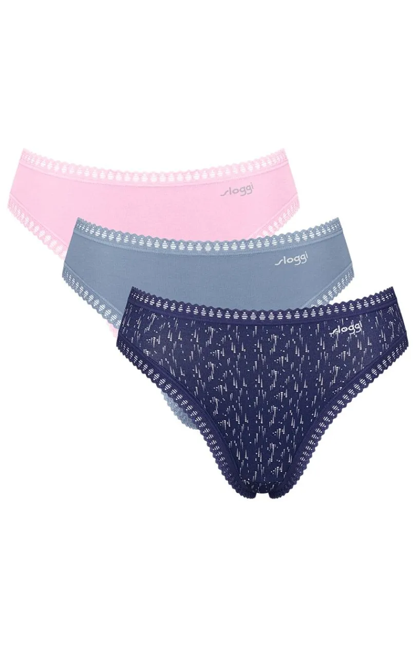 Damskie Sloggi Wielopaki Damskie|Figi Bawełniane - 3-pack figi damskie Go Crush High Leg 10219672-V004